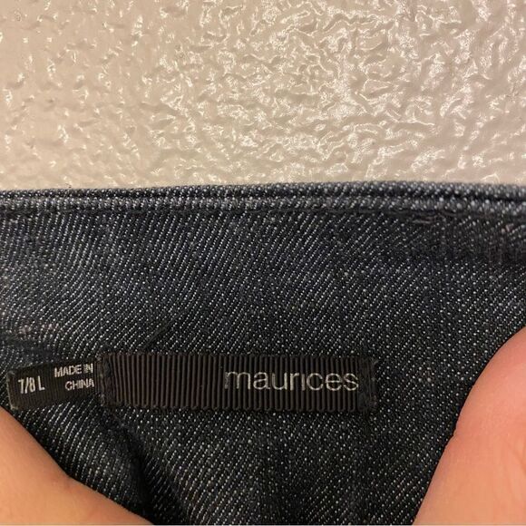 Maurices mid rise dark chambray blue jeans fabric button boot cut 7/8 Long - Picture 10 of 11